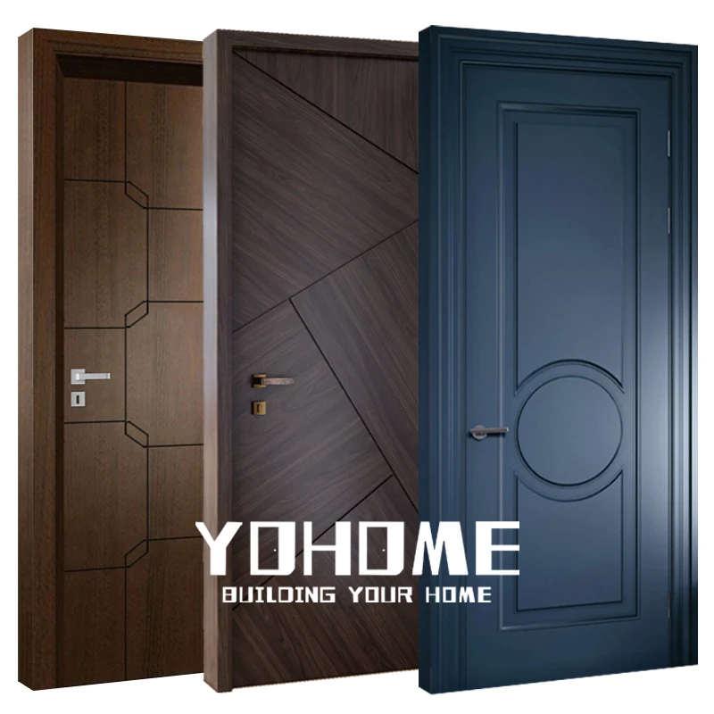 China modern hotel room indoor doors and windows bedroom flush fireproof wooden door for villa mdf hdf wooden painted flush door