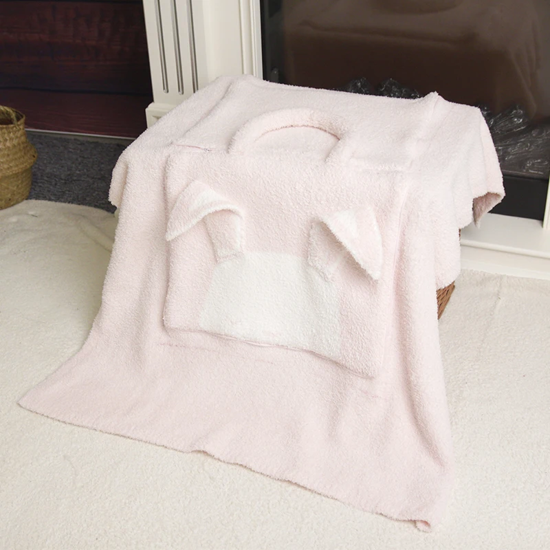High quality low MOQ 100% Polyester baby knitted security blanket for newborn sleeping