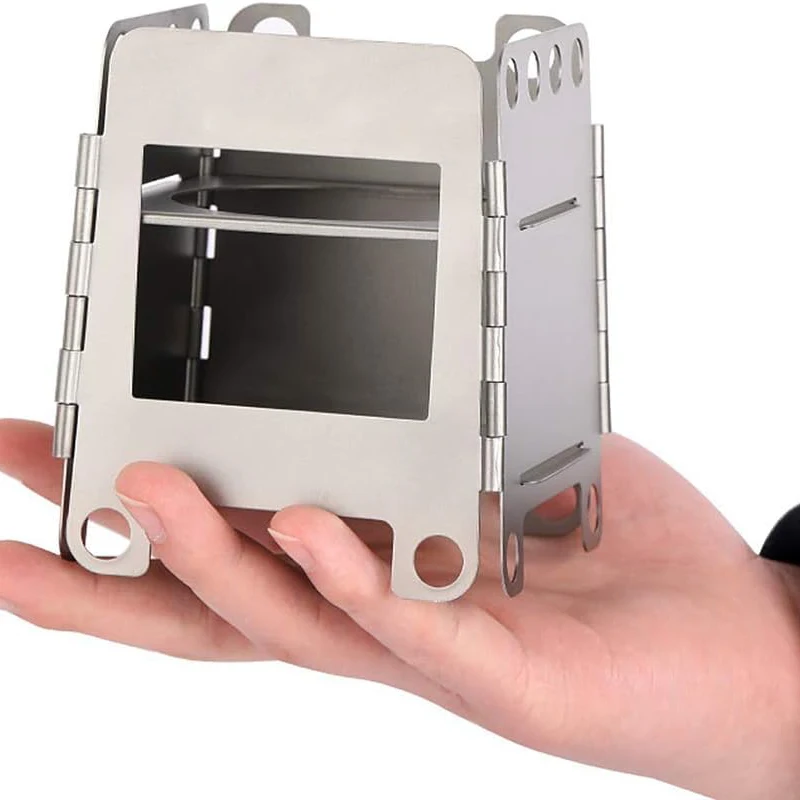 Titanium Folding Wood Burning Stove Alcohol Burner Pocket Stove Portable Lightweight
