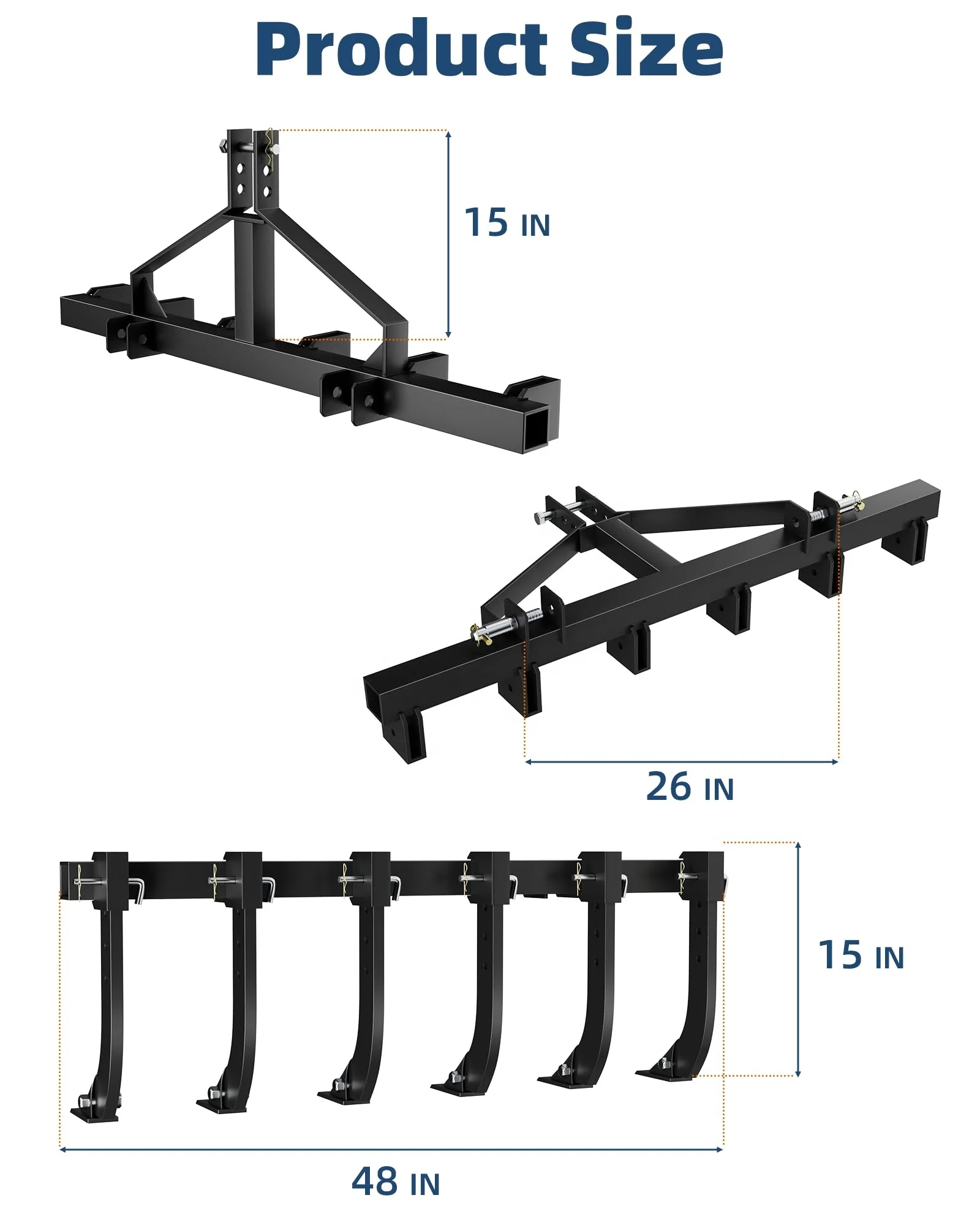 Plow Scarifier Implement_ Removable Tractor Cultivator with 6 scarifier shanks