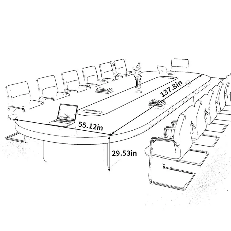 Custom size long conference table modern solid surface meeting room executive office desk