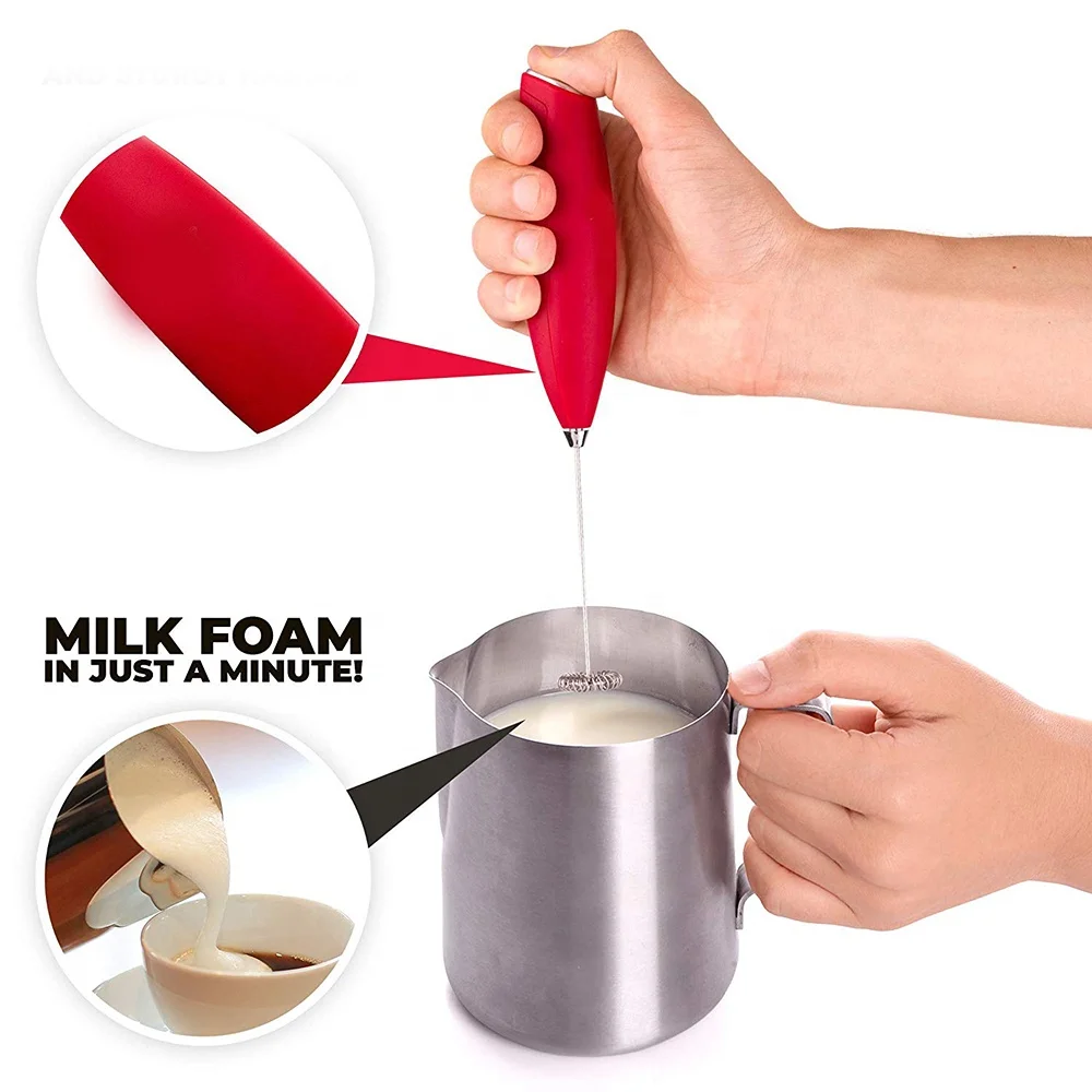 Battery Operated Automatic Hand Milk Frother Electric Coffee Frother With Stainless Steel Milk Mixer