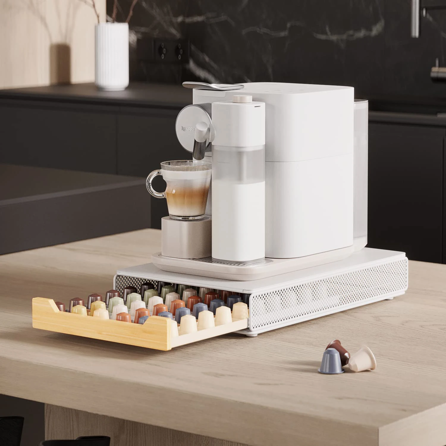 Бамбуковый держатель для хранения кофейных капсул совместимый с Nespresso 60 кофе