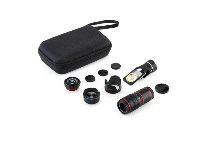 
Aipaxal Custom Present Universal Clip-on 5 in 1 12.8x 4K HD Telescopic Zoom Telephoto Phone Camera Lens for iPhone 