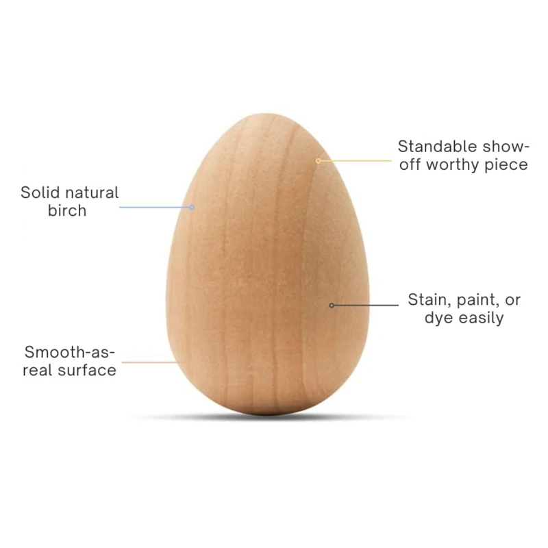 2.5 inch  Unpainted Smooth Stand Wooden Easter Eggs Wooden Fake Chicken Eggs to Paint Quality Small Wooden Eggs for Crafts