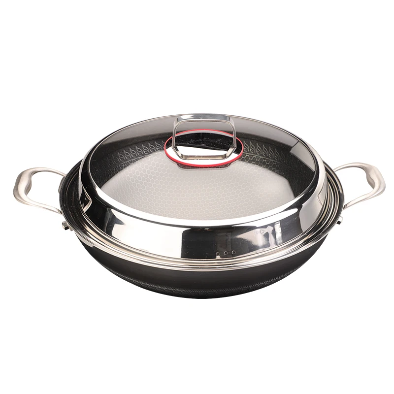 Two Handles Wok Pan Heavy Duty Construction Cast Iron Grilling Wok