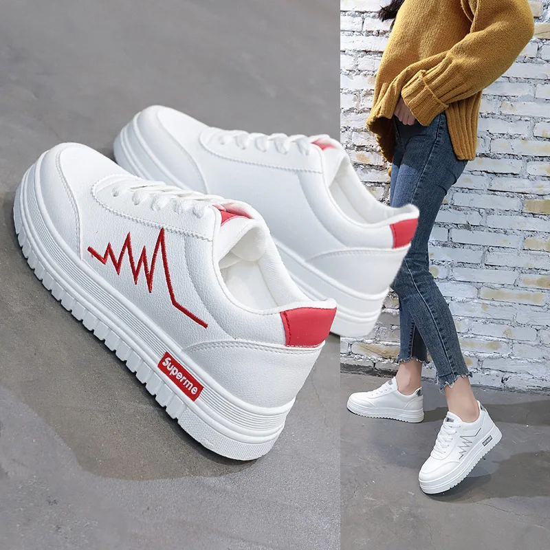 
Leisure Pu Mesh Ladies High Shoes Casual Women Ladies Casual White Shoes 