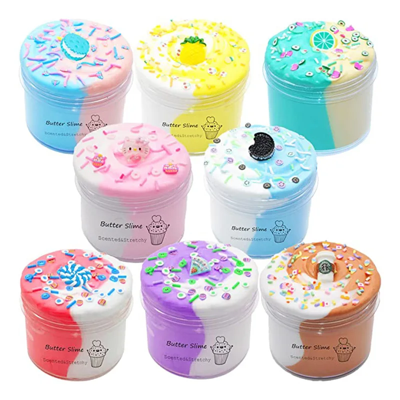 Slime Set 8Pack Two Color Mixed Slime Kit Foam Glue Cotton Mud DIY Toy 70ml