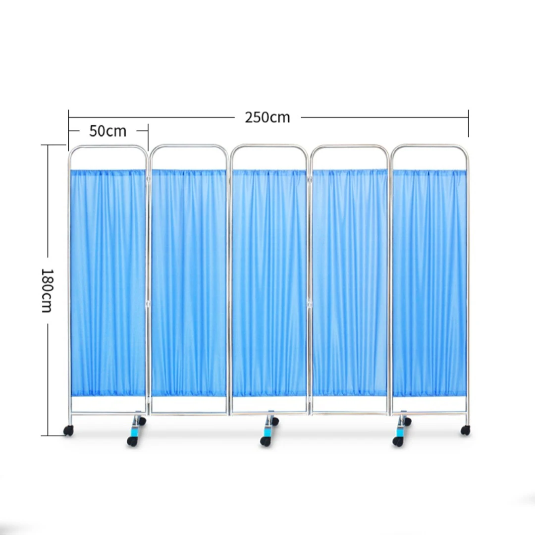 Wholesale different color waterproof fabric medical ward folding screen with wheel partition screen
