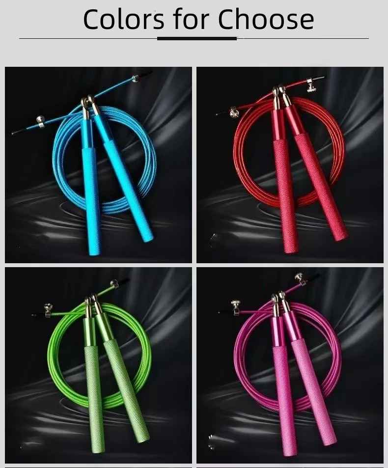 Blue 9.2 Feet Ball Bearing Home Indoor Kids Adults Colorful Adjustable Metal Skipping Rope Long Handle Speed Jump Ro