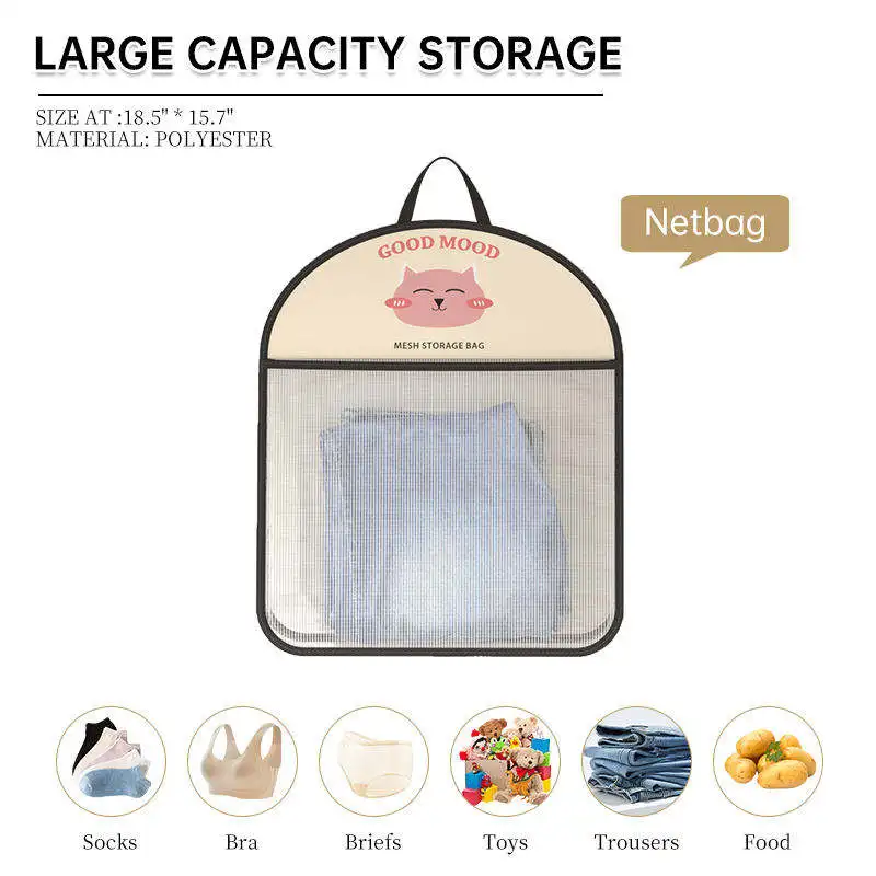 Multi-Functional Large Capacity Cartoon Hanging Storage Portable Toys Clothes Organizer Bathroom Storage Mesh Bag Toiletry Bag
