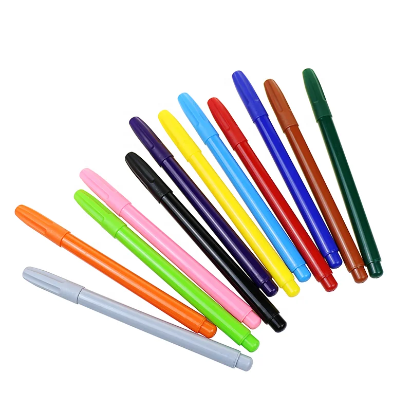 BECOL New Arrival Customized Colored Art Marker Pen Set 12 Colors Non Toxic Washable Watercolor Pen Set for Kids Painting