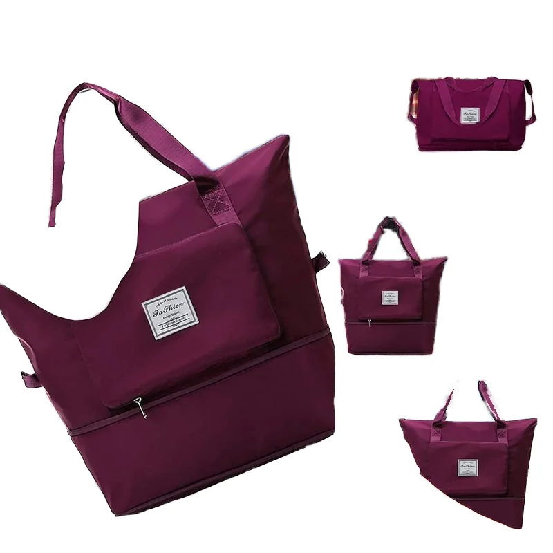 Custom New arrivals Foldable Expandable Lightweight sports Gym Duffel tote Bag Yoga Weekend Shoulder Customized travel bags