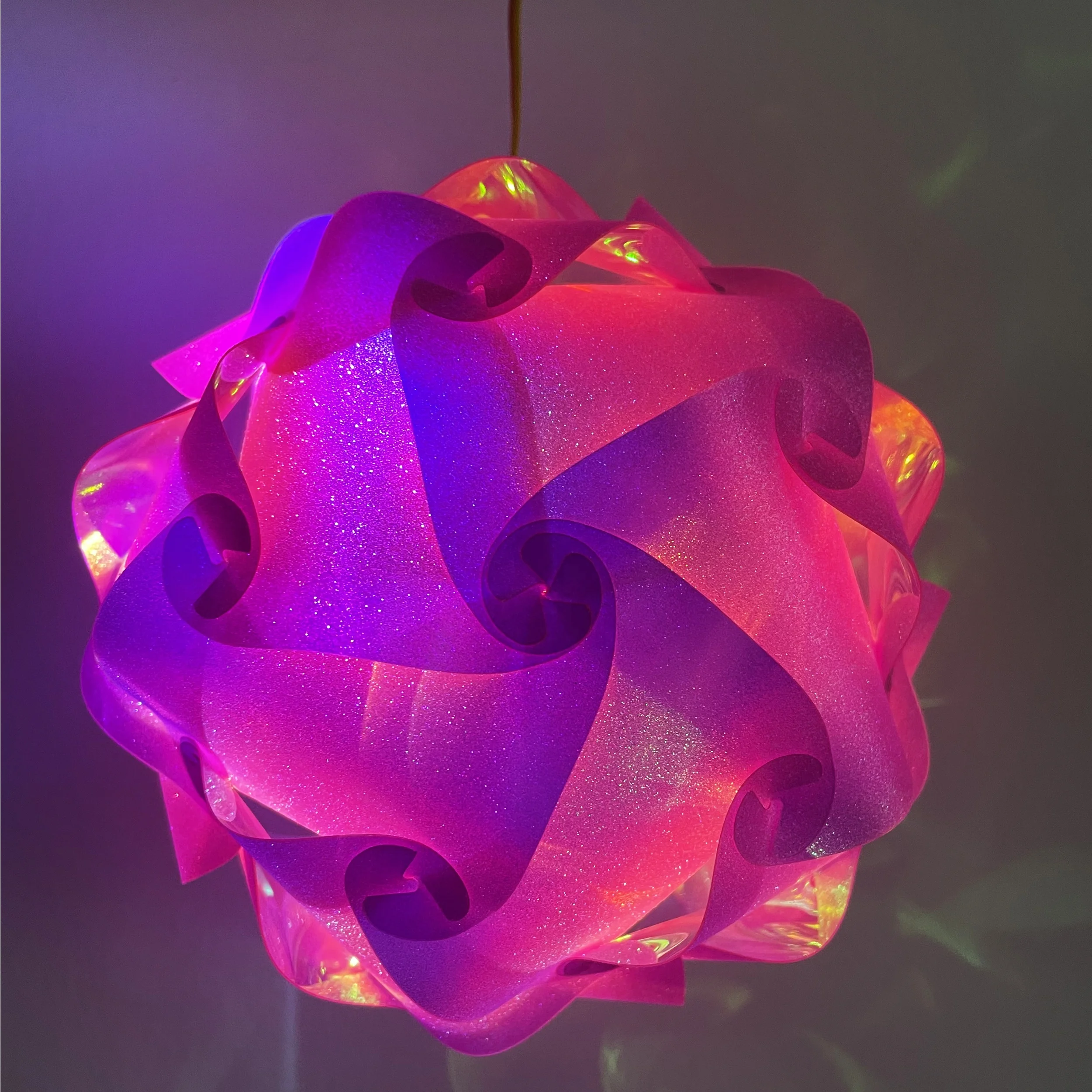 Custom latest design starlight theme RePET pink shimmer IQ jigsaw pendant puzzle lampshade for indoor decor