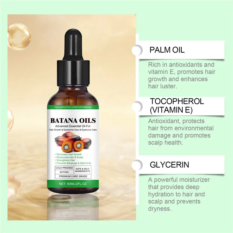 Натуральное эфирное масло с логотипом на заказ органическое батана для роста волос ухода за ресницами и бровями