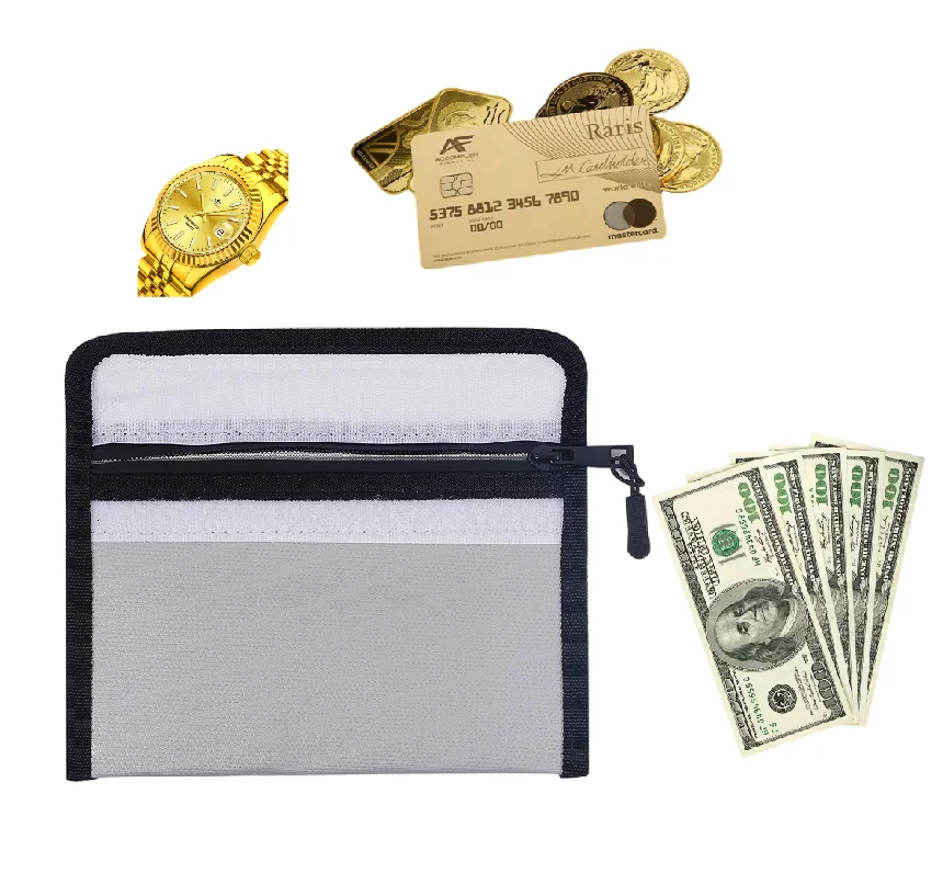Silicone glass fiber  waterproof and fireproof document bag Money Pocket Storage Pouch for Valuables Document File Organization