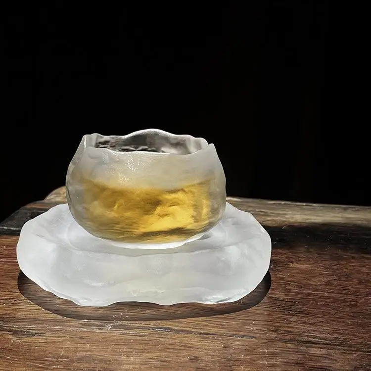 Silverbox 2024 Vintage Design Tea Cup & Saucer Set New Arrival Transparent Glass Drinkware for Home Office Ins Style Tea Glass