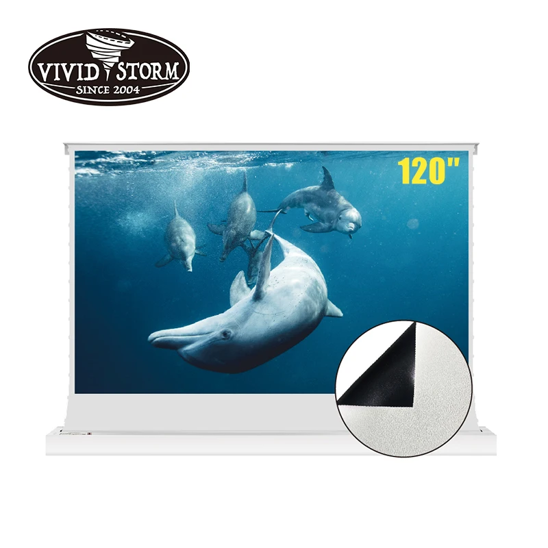 VIVIDSTORM 120inches floor standing projector screens with White cinema Screen Material for led normal projector