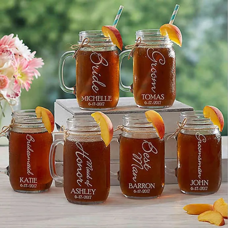 Wholesale Round Glass Mason Jar 20 oz Drinking Glass Cup  with Handle for Sale