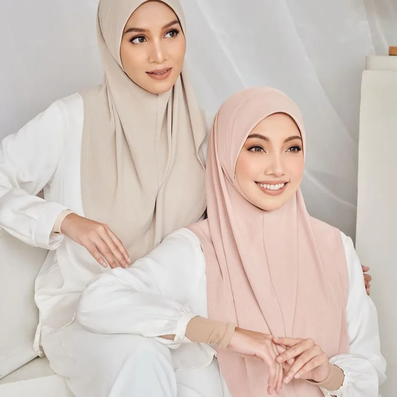 High Quality Ready to Wear Muslim Hijab Jersey Scarf Islamic Solid Headscarf Foulard Femme Musulman Wrap Bandana