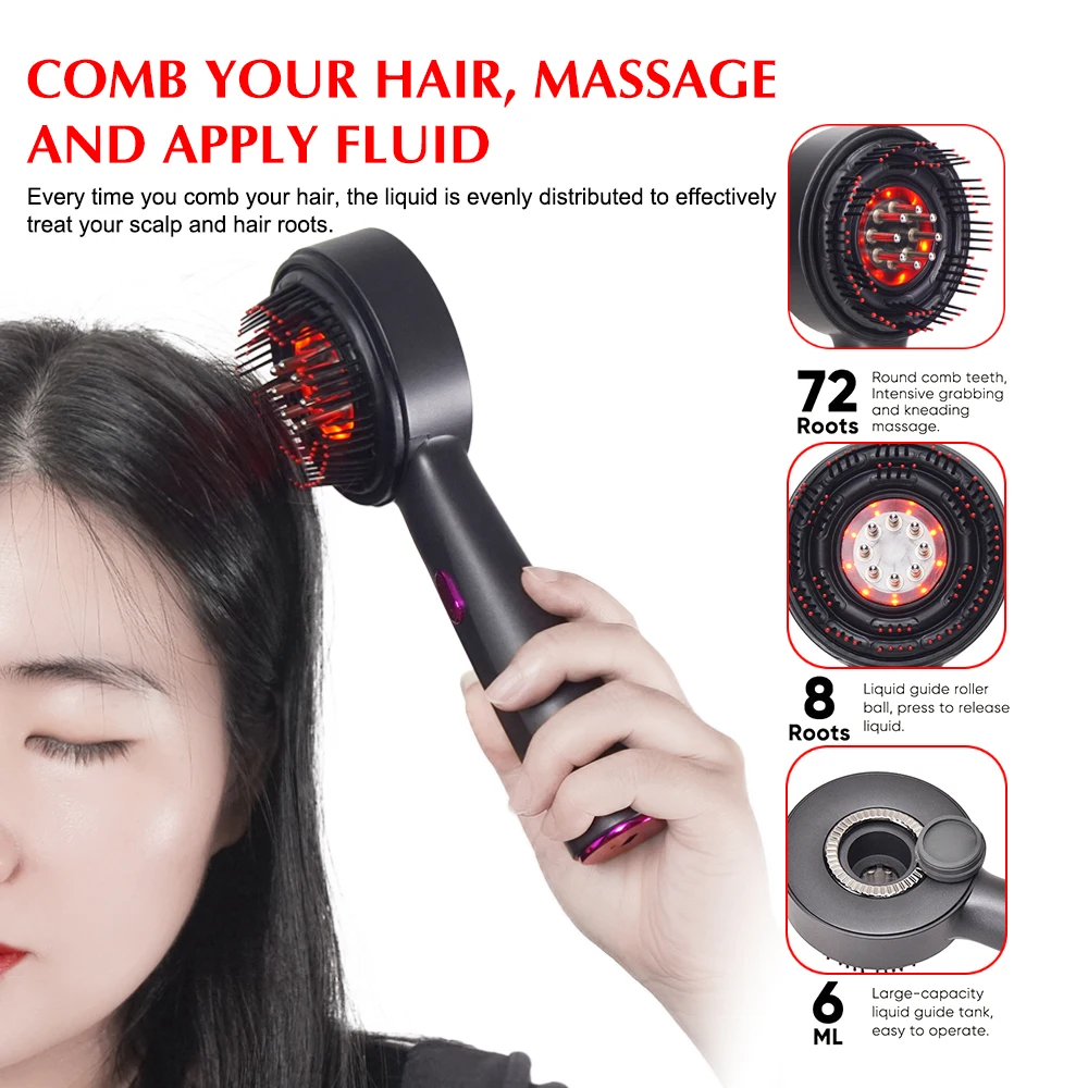 Electric Hair Scalp Massager Brush for Hair Growth Oil Applicator Massage Comb Red Light Devices
