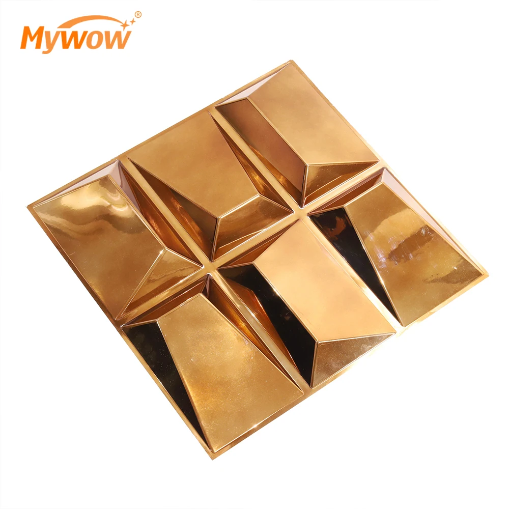 Guangzhou Newest Design PVC Boards Waterproof Electroplating Gold PVC 3D Wall Panel