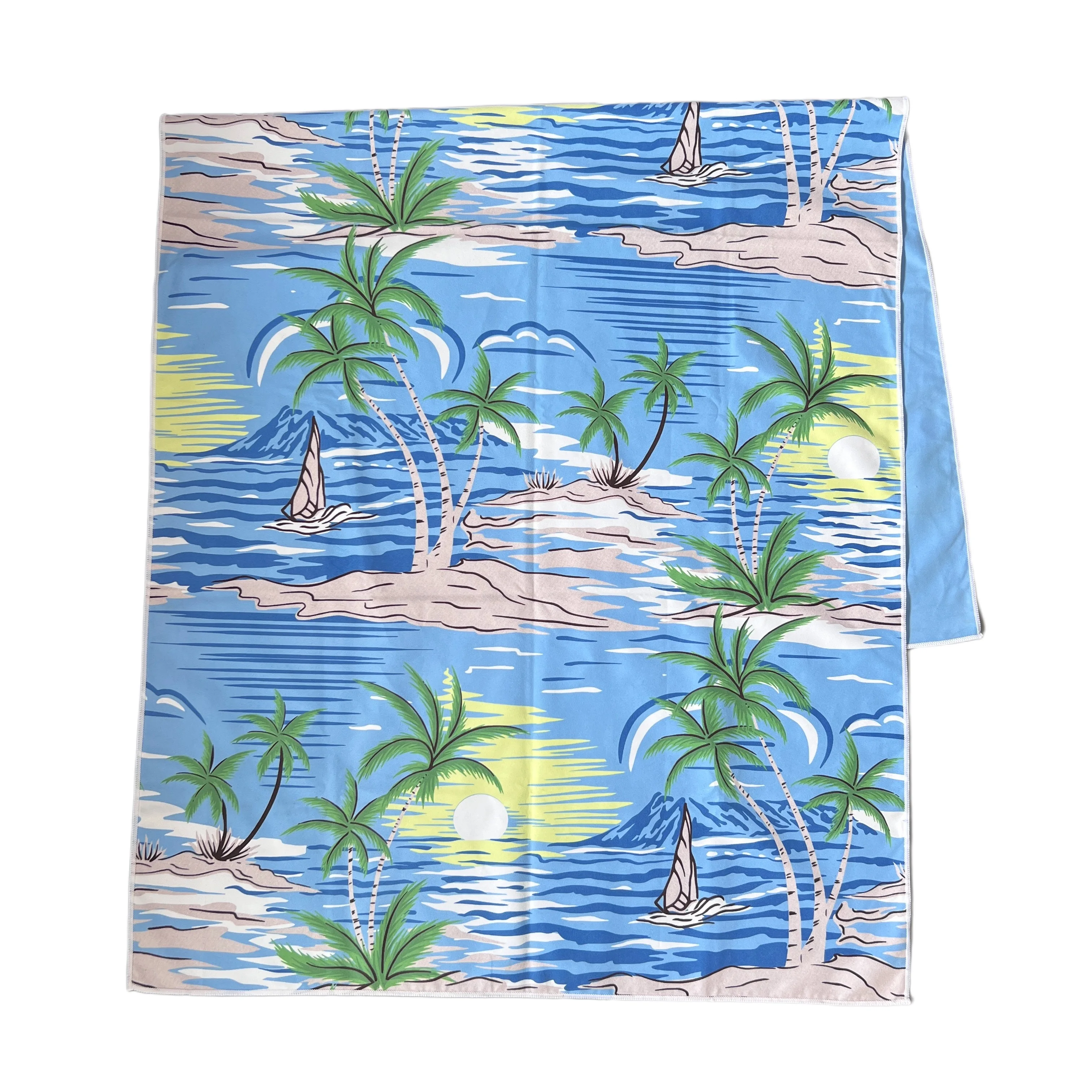 Custom microfiber  suede printed recycle quick dry travel beach  towel with travel bag