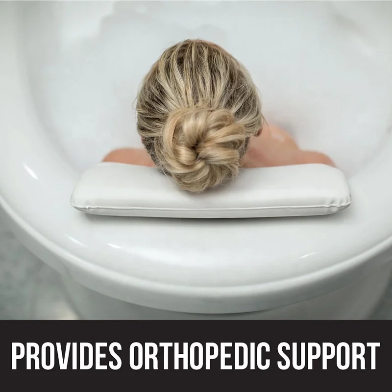 PU Spa Bath Pillow Suction Cups Bathtub Pillow Comfortable Waterproof Bath Pillow 2 Panel Design for Shoulder & Neck Support