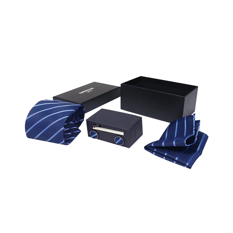 Custom Logo Printed Cardboard necktie packaging mens tie sets gift box