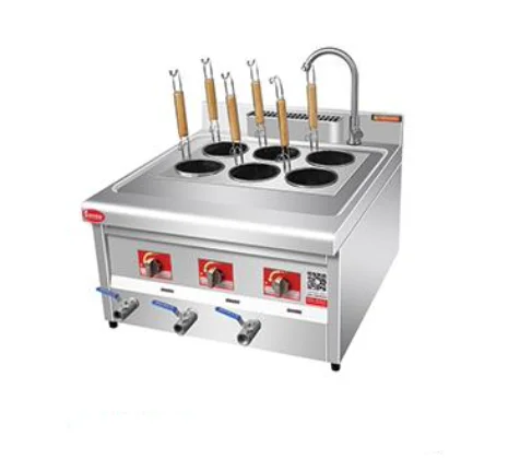 Commercial Tabletop Six-hole LPG Gas Noodle Cooking Boiler Pasta Cooker Kitchen Equipment TRQM6T