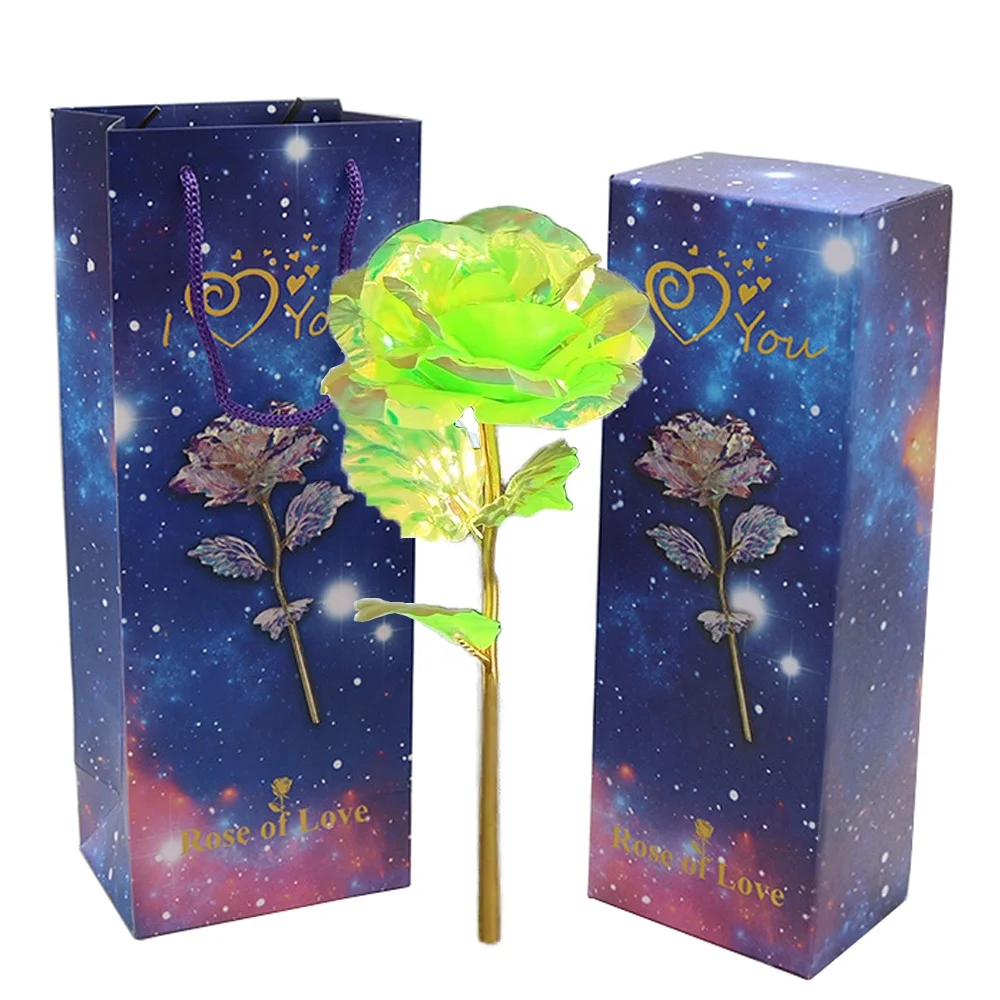 Galaxy Rose Rainbow Plastic Flower Artificial Decorative Party Decorations and Gift