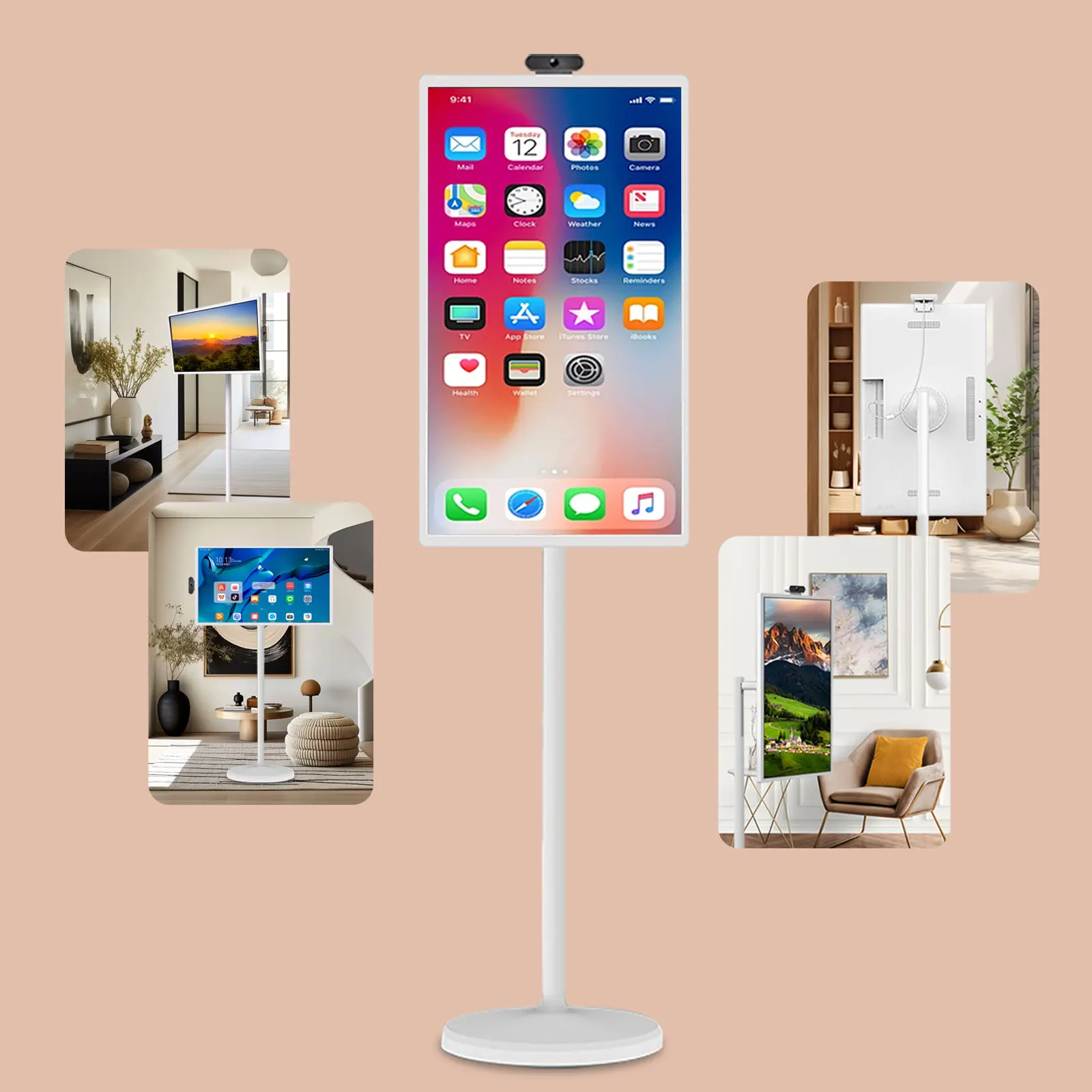 21.5 27 Inch Indoor LCD Wireless Display Smart Capacitive Touch Rechargeable Rotatable Moveable Android Monitor