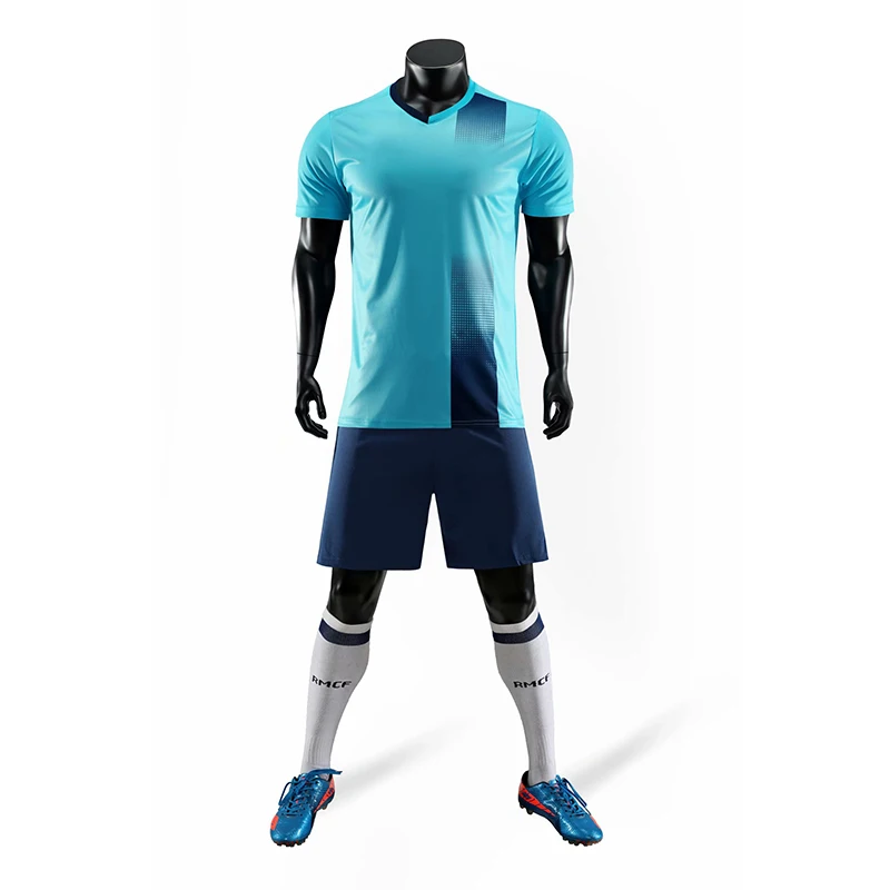 Custom Dropshipping Football Shirt Football Kit Quick Dry Soccer Jersey Blue Yellow Set Sublimated Jersey Football Uniforms