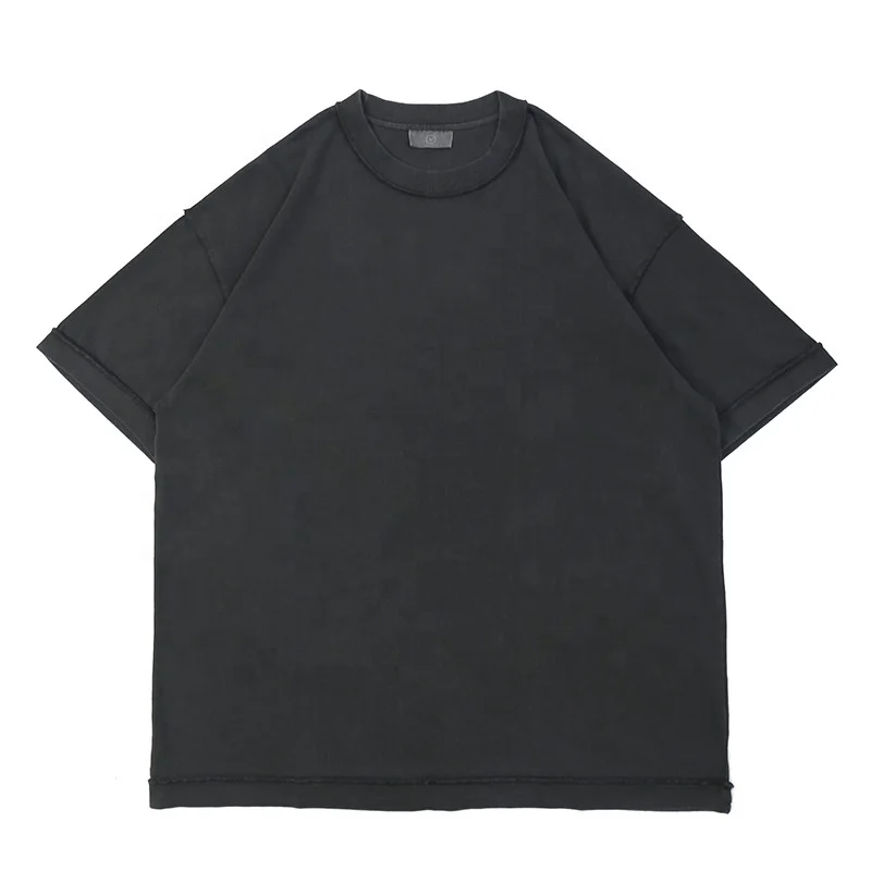Fashion OEM Custom Washed Look T shirt Washed Cotton Mens Outfits Tshirt Vintage Mineral Wash T-shirt