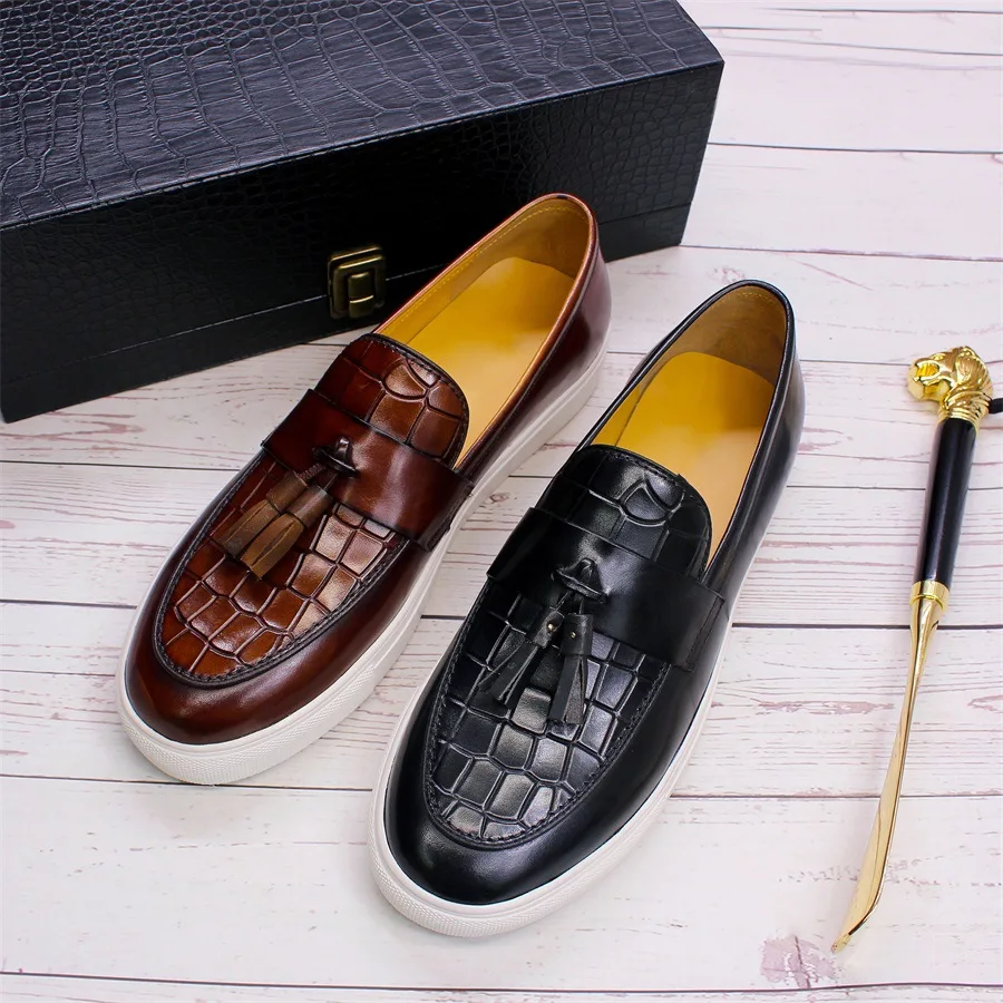 sh11290a Handmade Leather Monk Strap Sports Shoes with Tassel Walking Shoes