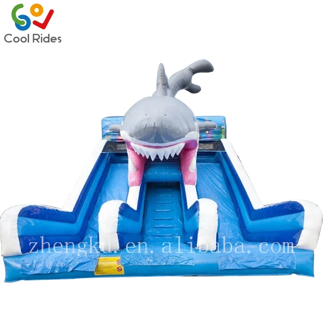 Hot sale 0.55mm PVC tarpaulin inflatable water slide jumping castle shark bouncy castle