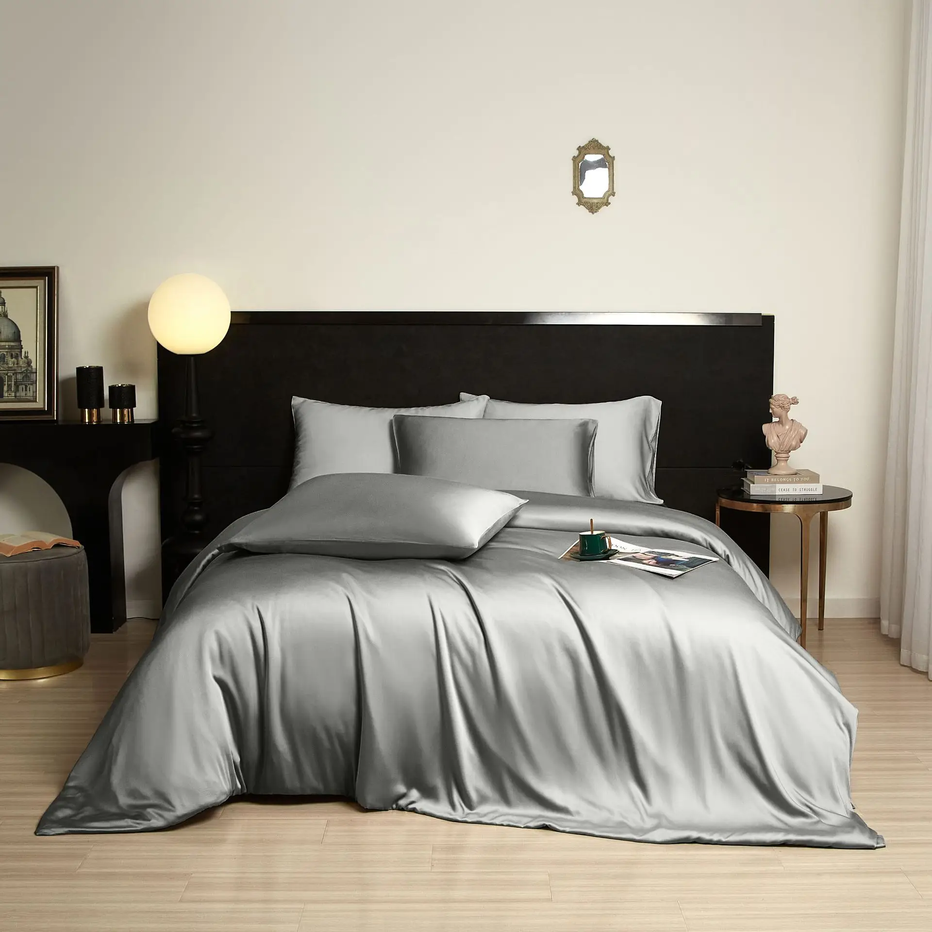 100% bamboo satin weave bedding set 	bamboo sheet duvet cover bamboo bed sheet set
