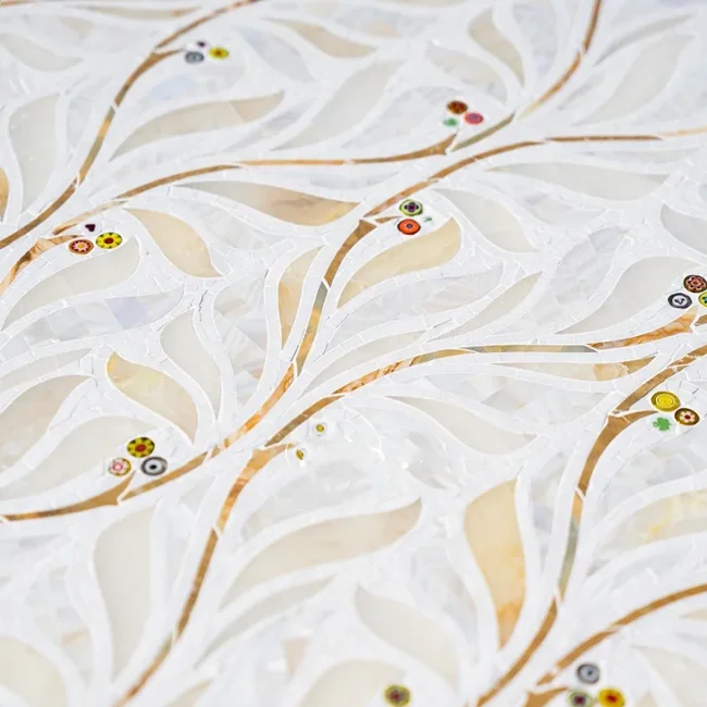 Custom Chinese poetry pattern design sense natural stone marble Mosaic Murano glass decoration natural stone art Mosaic tile