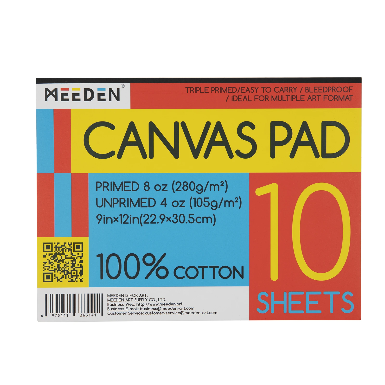 MEEDEN Canvas Pad 9x12 Inch,10 Sheets, 8 Ounce Triple Primed 100% Cotton Acid-Free Canvas Paper Pad,