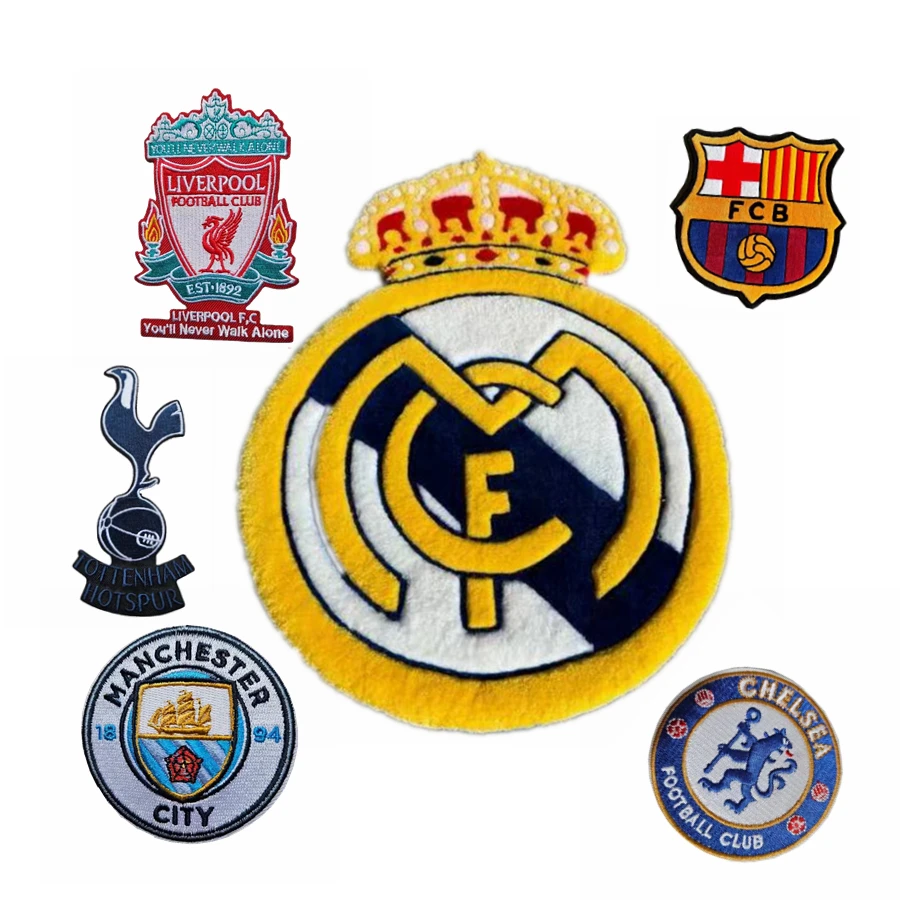 Hot sale football club jersey fans patches bag diy sport football team logo iron on embroidered patch chenille 3D football patch
