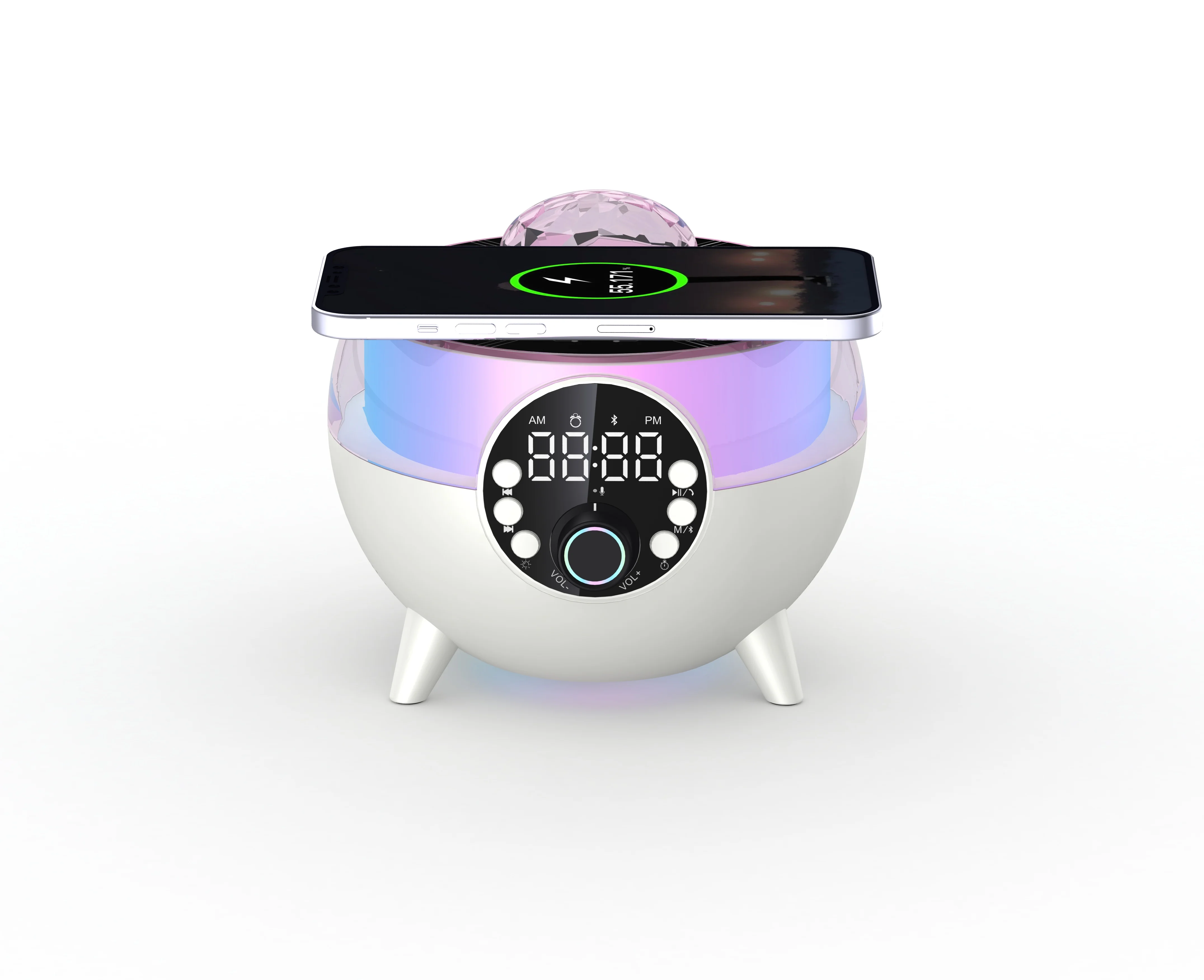 Alarm Clock Wireless Charging USB Bluetooth wireless charging machine Dreamy Color Lights Starry Sky Ceiling Lights Home Party