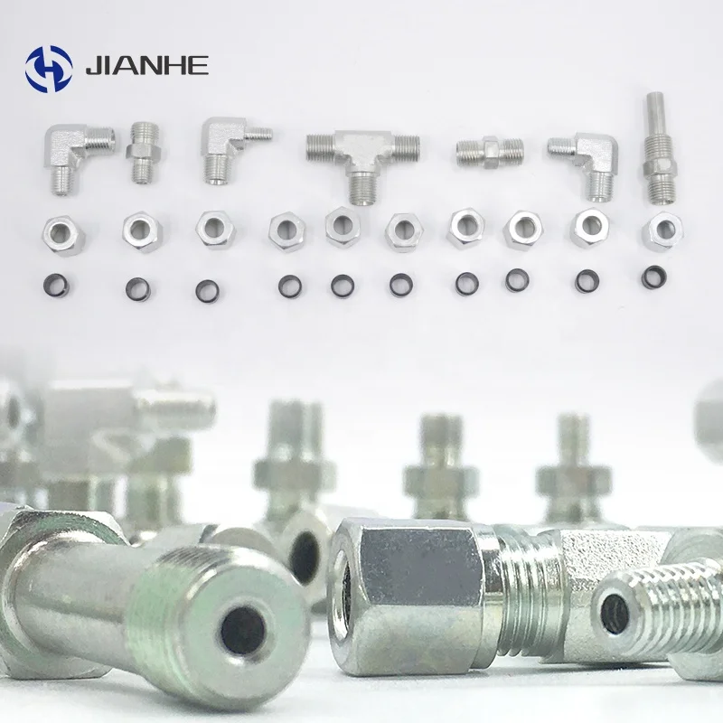 JIANHE  union tee 90 straight 6mm M10*1 R1/8  NPT1/8 NPT1/4  Centralized lubricating joint Bite type fittings