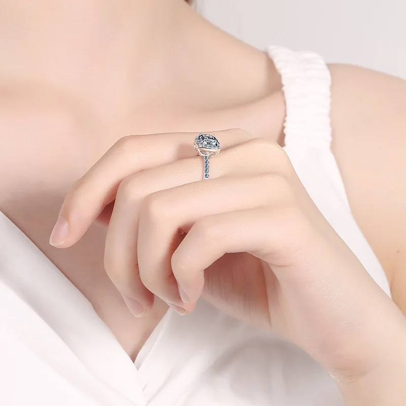 Fashion s925 Sterling silver  pt950 Platinum plated moissanite circular 1.0ct engagement diamond ring