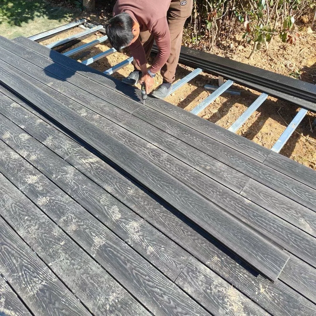 140*25mm groove Land flooring durable wpc composite decking materials highlighted embossed Terrace floor for outdoor