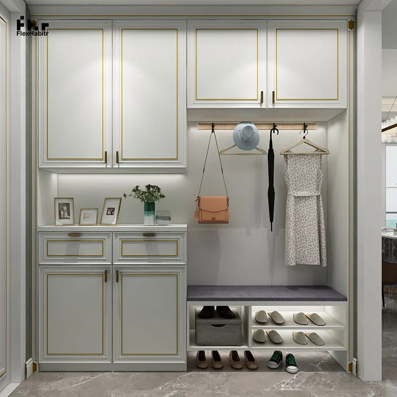 European style entrance cabinet Solid wood customization Entrance locker Wardrobe shoe cabinet