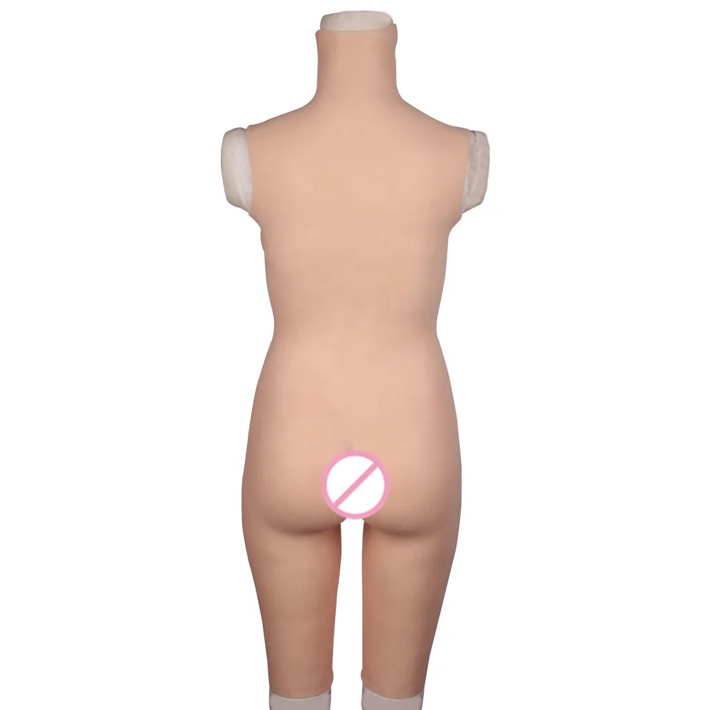 Tgirl Solid five points D cup body suit with artificial vagina silicone breast forms for drag queen anal sex CD