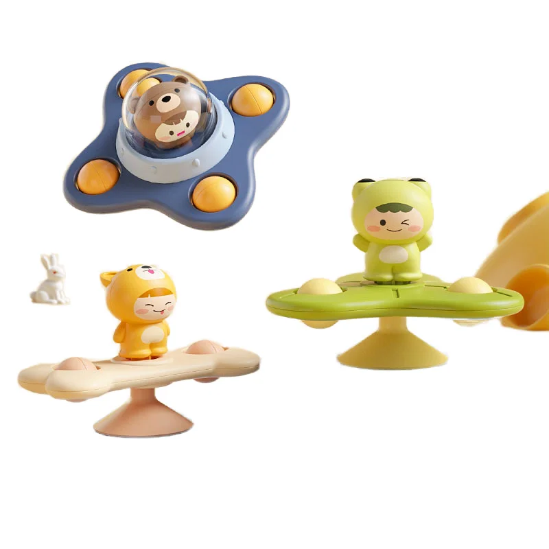 Вращающаяся на присоске мультяшная ветряная мельница, Прорезыватель для ванной, захватывающий детский гироскоп, вращающаяся игрушка