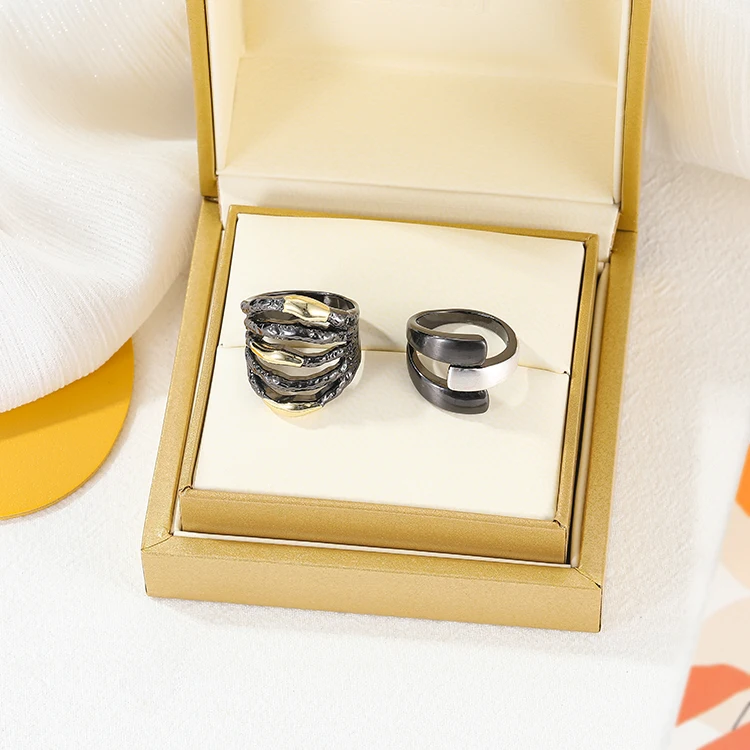 Punk Trend Two-tone Plated Jewelry Gun Black and Gold Plated Hip Hop Ring