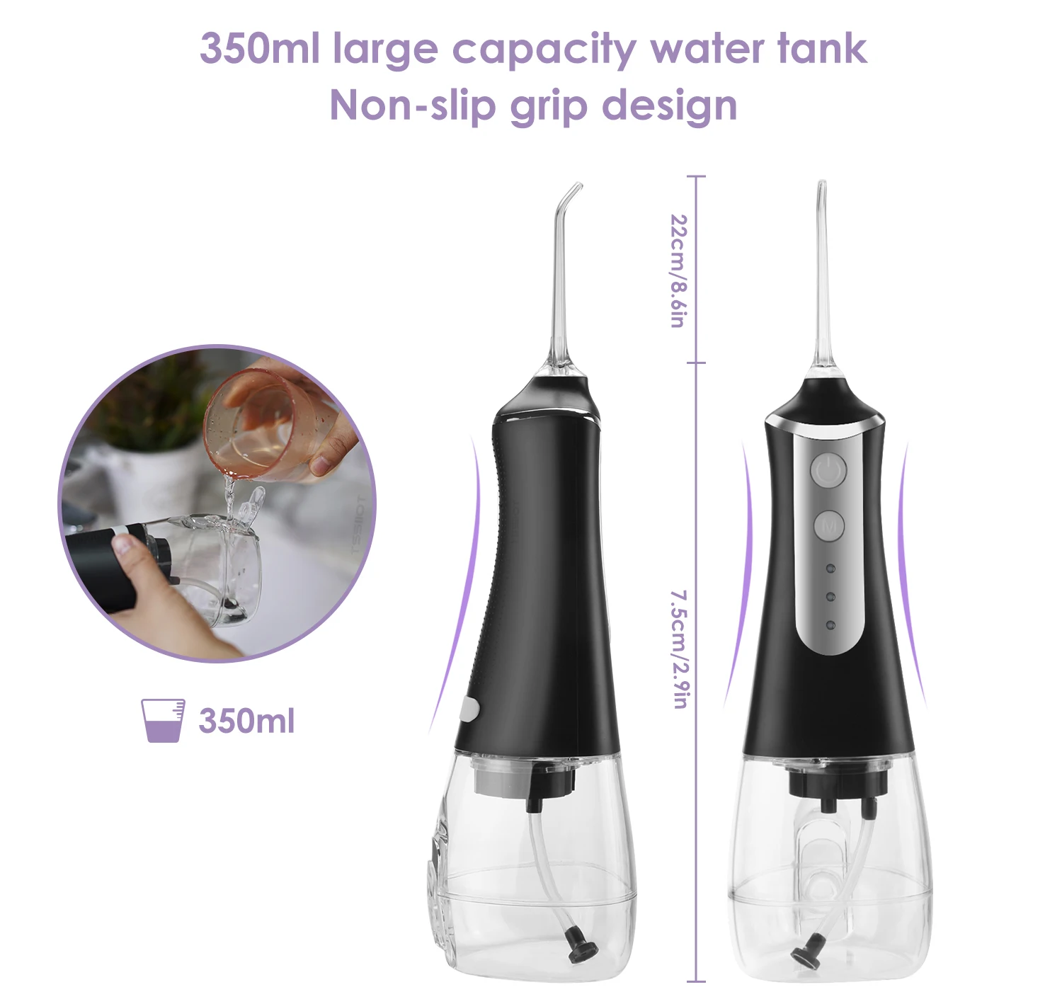 Factory OEM Affordable Rechargeable 350ML Portable Cordless Teeth Cleaning Dental Flosser Oral Irrigator Water Flosser