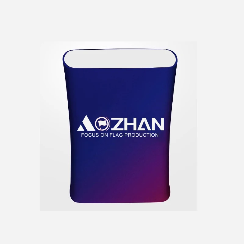 Portable Promotion Exhibition Counter Table Tension Fabric Curved Oval Trade Show Pop Up Counter Display With LED Light